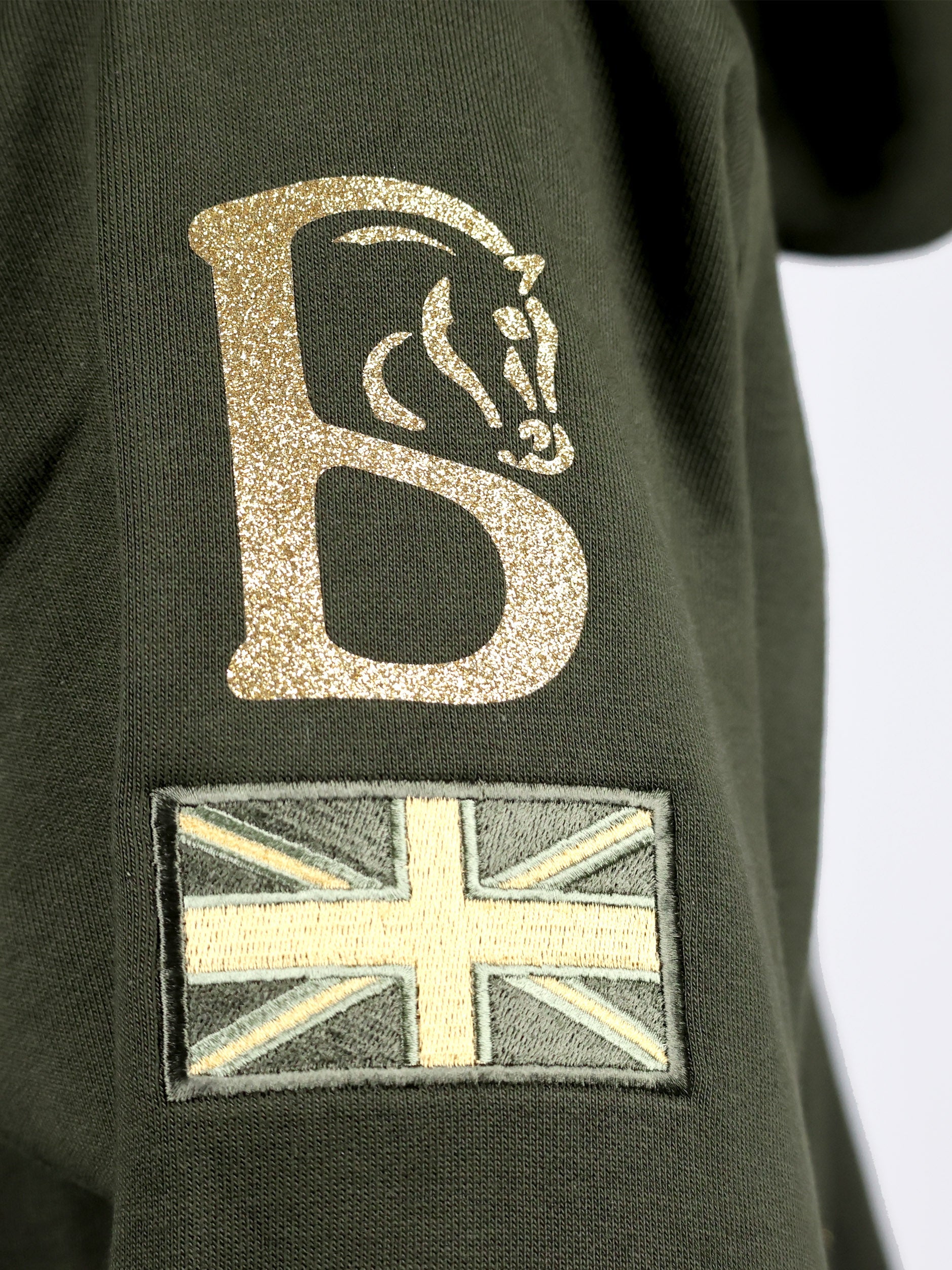 Amelia Olive & Gold Cross Necked Hoodie