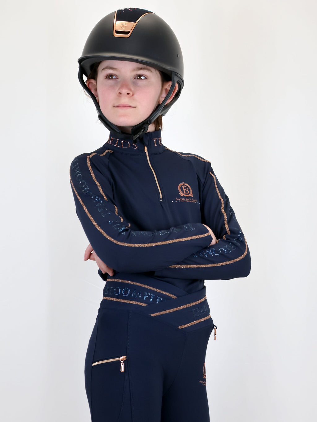 Kids Chloe Navy Crystal Base Layer With Long Sleeves
