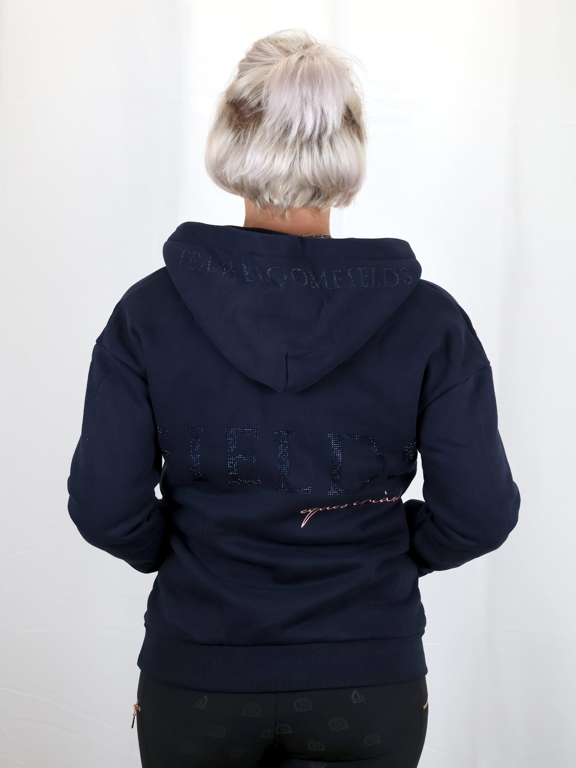 Luna - Rhinestone Logo Hoodie in Navy