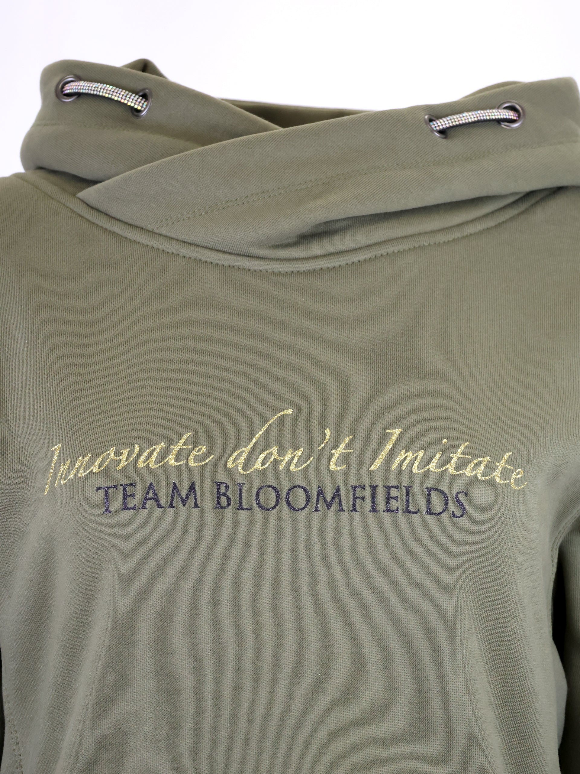 Amelia Sage & Gold Cross Necked Hoodie