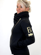 Sabrina Black & Gold Rhinestone Ruffle Collar Top