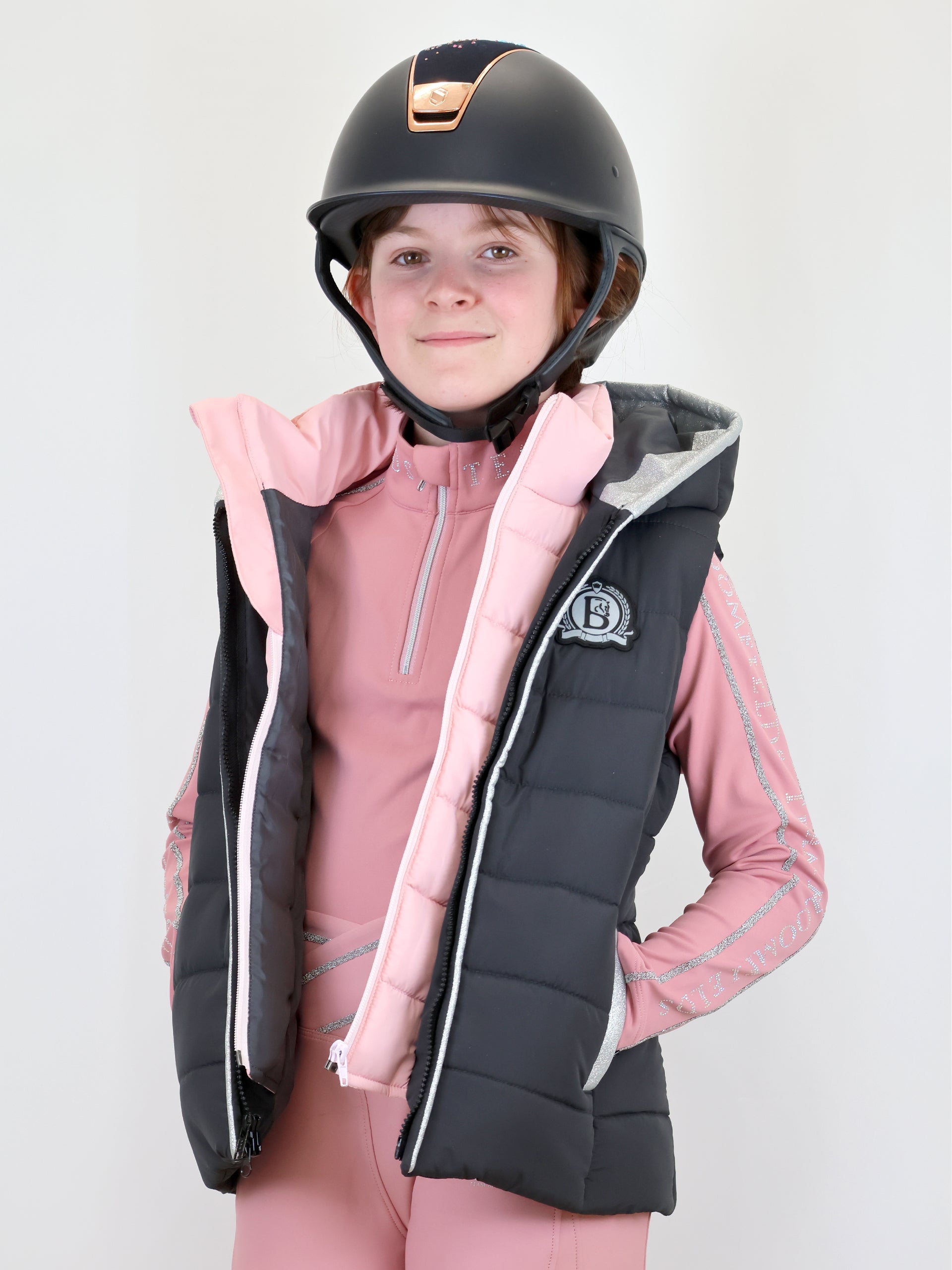Kids Legacy Grey & Pink Gilet