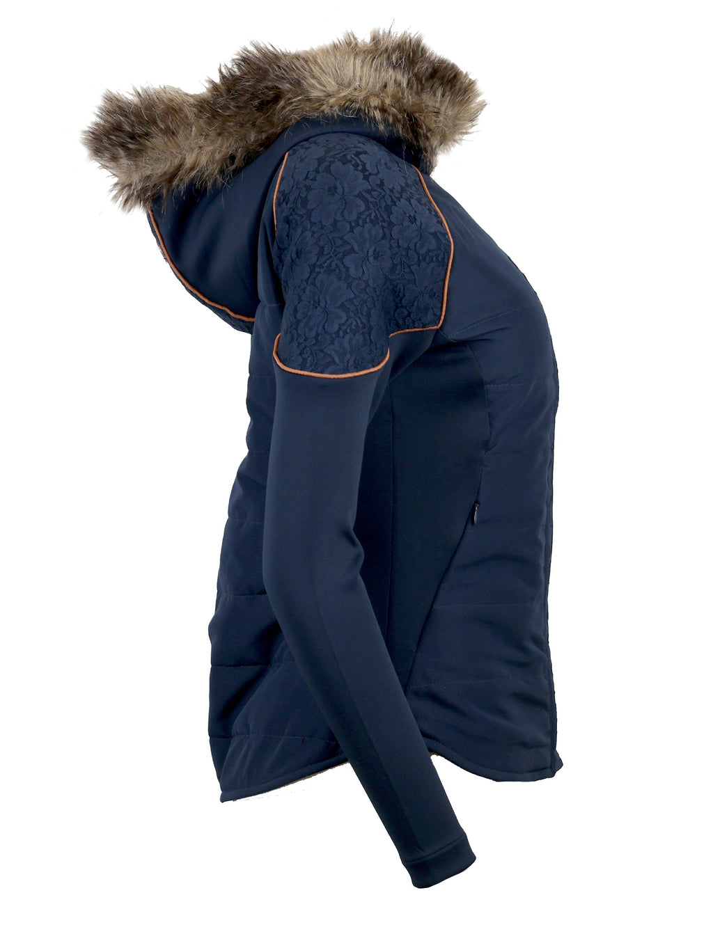 Francesca Navy & Rose Gold Lace & Fur Jacket
