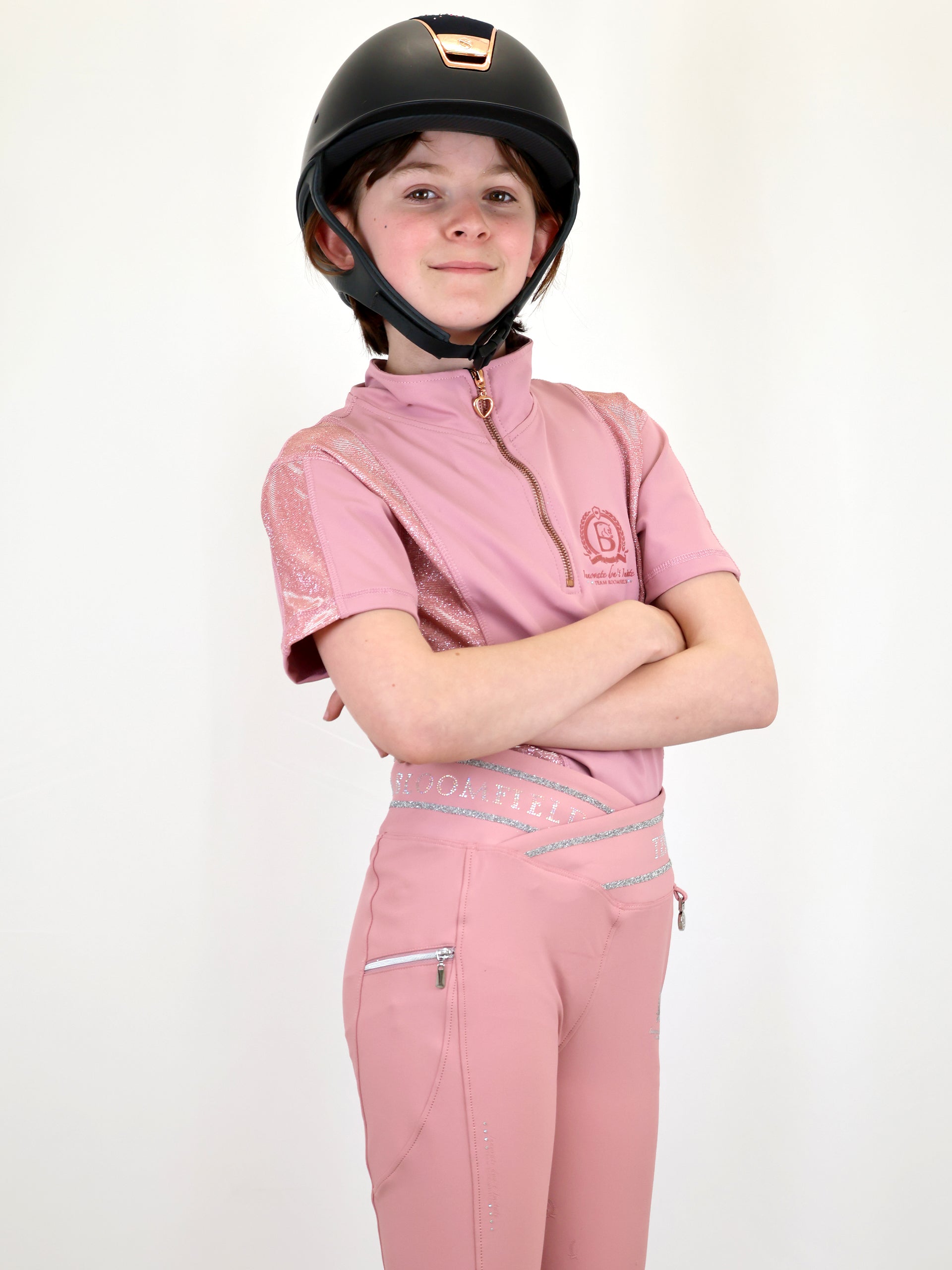 Kids Glimmer Pink Base Layer With Short Sleeves