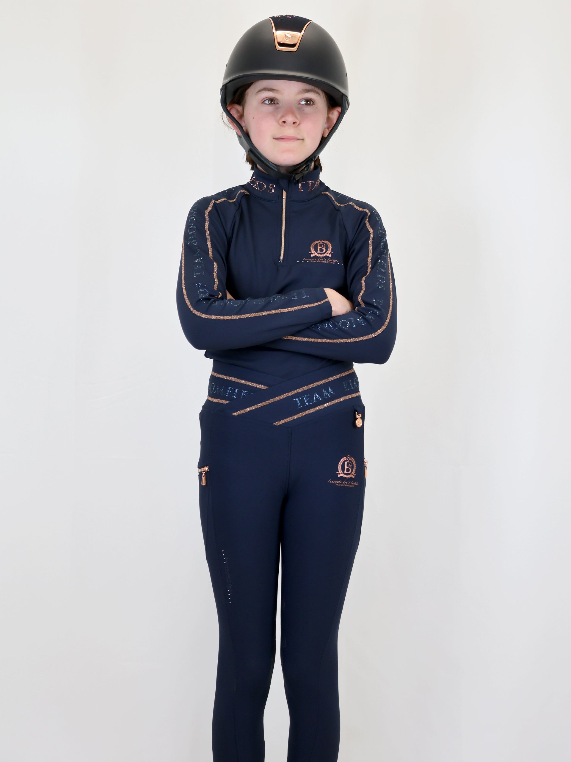Kids Chloe Navy Crystal Base Layer With Long Sleeves