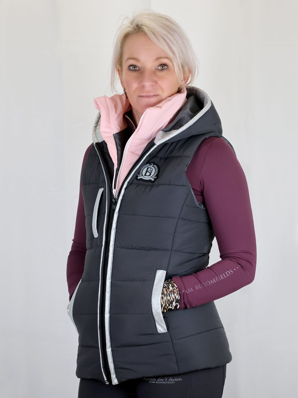 Legacy Dark Grey & Pink Gilet