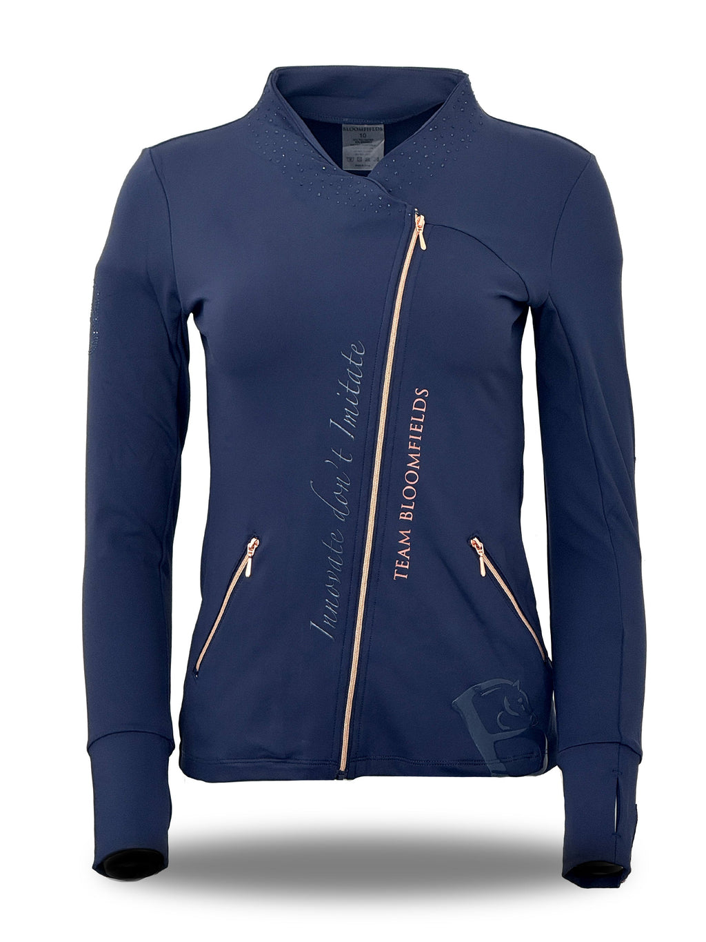 Cora Crystal Diagonal Zip Sport Jacket
