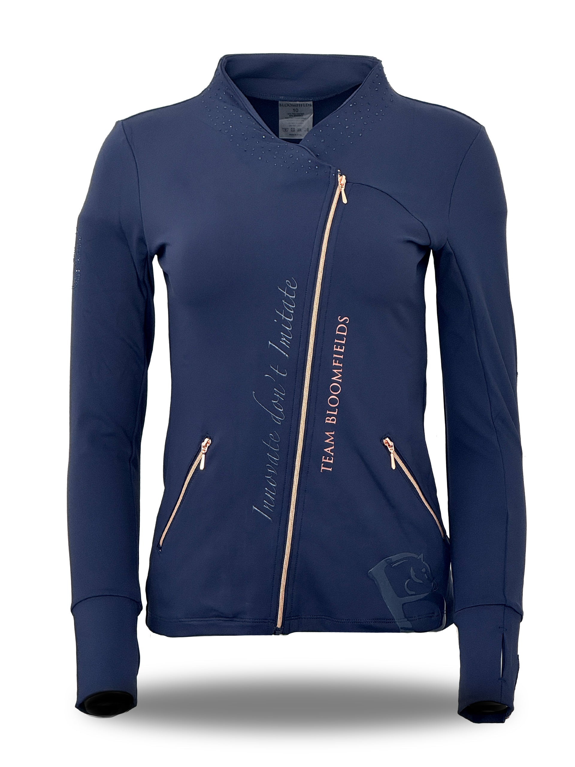Cora Crystal Diagonal Zip Sport Jacket