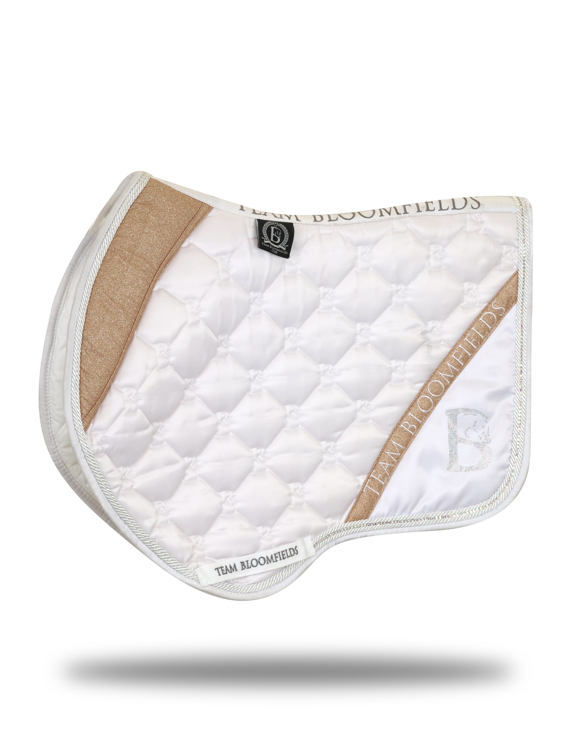 Saddle Pad - White & Sparkle Rose Gold Jump